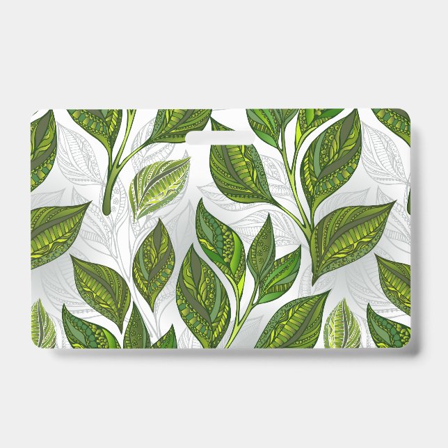 Crachá Padrão contínuo com folhas de chá verde (Frente)