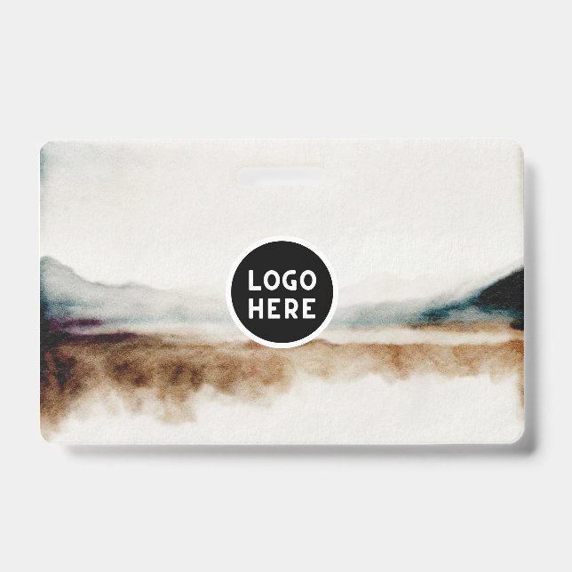 Crachá Padrão de Abstrato de Aquarela Natural Minimalista (Frente)