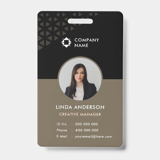 Crachá Padrão de Abstrato de ID de foto de funcionário pr (Frente)