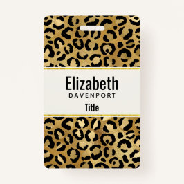 Crachá Padrão de impressão do leopardo em Dourado e preto