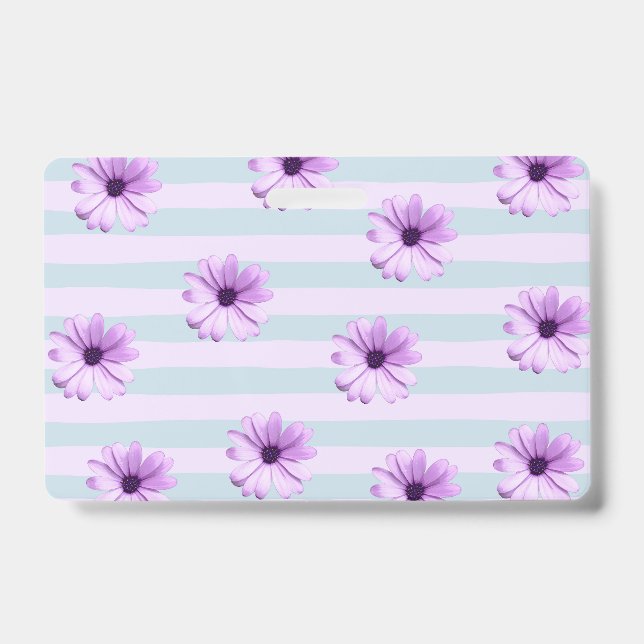 Crachá Padrão de Margarida Azul e Roxo (Frente)