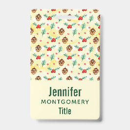 Crachá Padrão de Natal de Pinhas e Azevinho