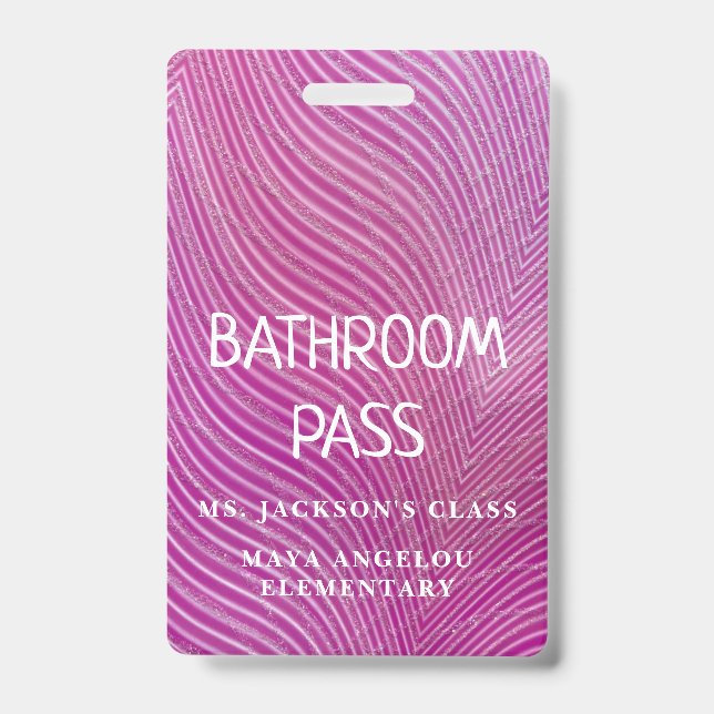 Crachá Padrão De Stripe De Volta Ao Salão De Banheiro Da  (Frente)