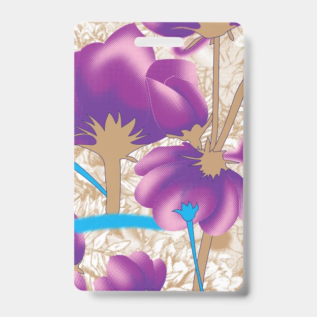 Crachá Padrão floral vibrante com roxo e azul (Frente)
