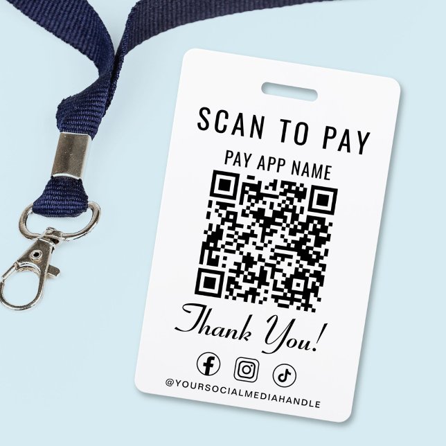 Crachá Pagar Código QR Mídia Social Scan (Scan to Pay QR Code Social Media Badge)