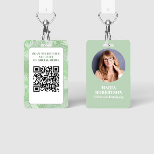 Crachá Palma Verde do Código QR de Foto do Funcionário