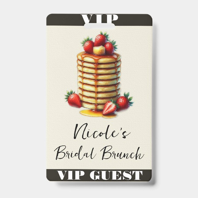 Crachá Pancakes Strawberry Stack Bridal Brunass VIP Pass (Frente)