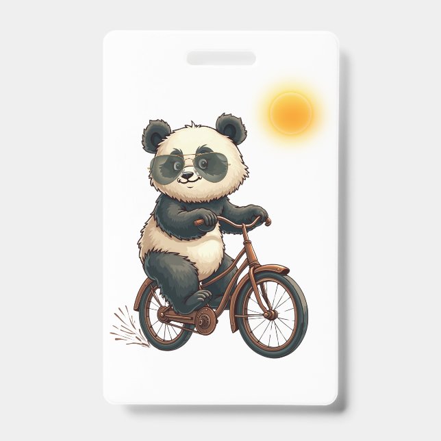 Crachá Panda andando de bicicleta (Frente)
