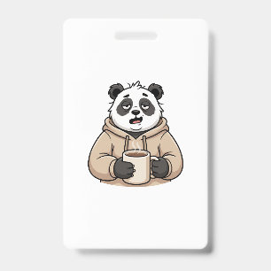 Crachá Panda Café Desenho Animado Muito Cansado Para Func