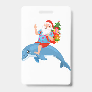 Crachá Papai Noel de Natal em Julho Havaiano Verão Surf S