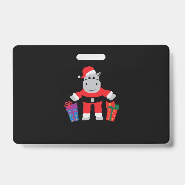 Crachá Papai Noel hipopótamo (Frente)