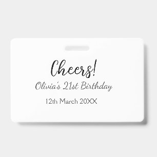Crachá Parabéns 21º aniversário adicionar nome data simpl