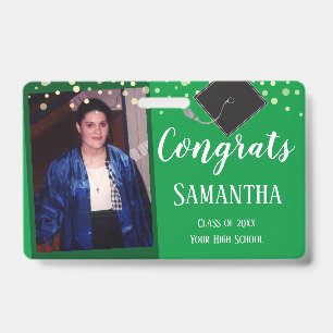 Crachá Parabéns Formando Class of One Photo Green Crach