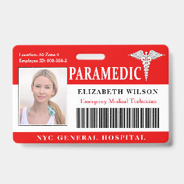 Crachá Paramédico| ID de Foto de Funcionário Médico Hospi