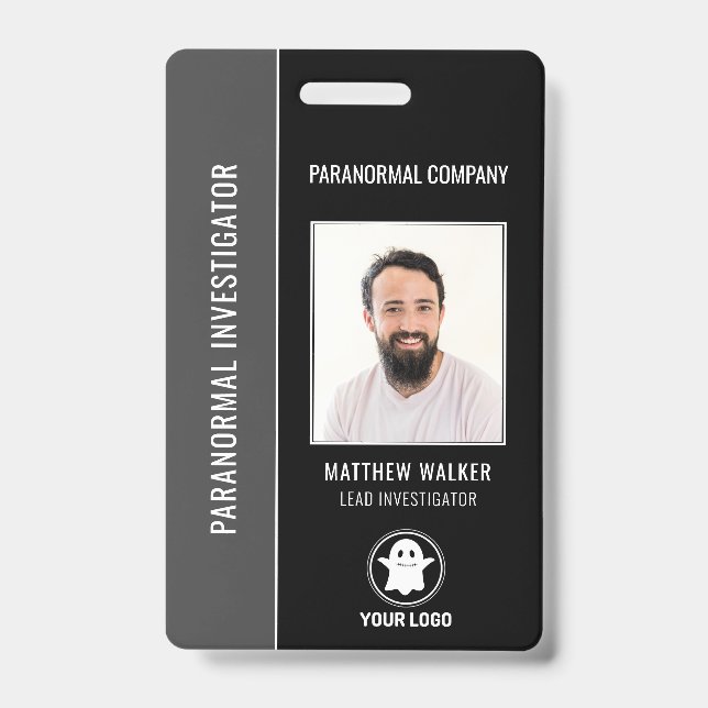 Crachá Paranormal Investigador Código QR Nome de etiqueta (Frente)