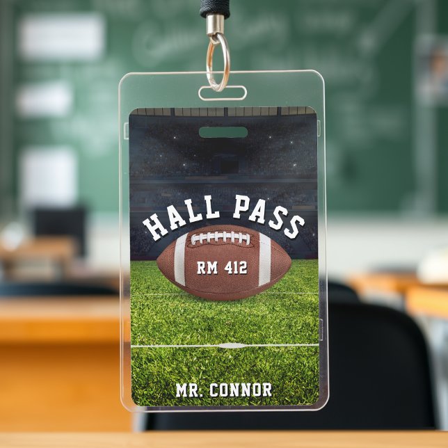 Crachá Pass do Professor de Futebol Americano de Futebol (American Football Gym Teacher Student Hall Pass Badge
)