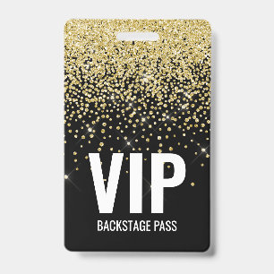 Crachá Pass VIP Dourado Negro com ID de código QR