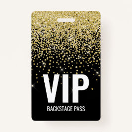 Crachá Pass VIP Dourado Negro com ID de código QR