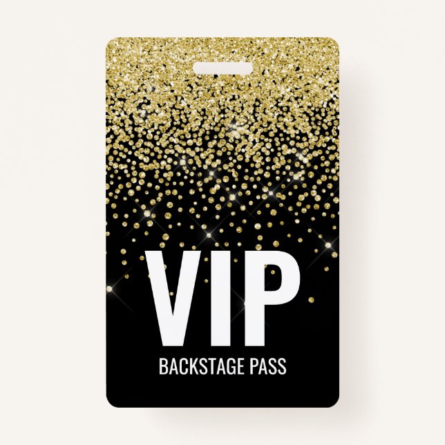 Crachá Pass VIP Dourado Negro com ID de código QR (Frente)