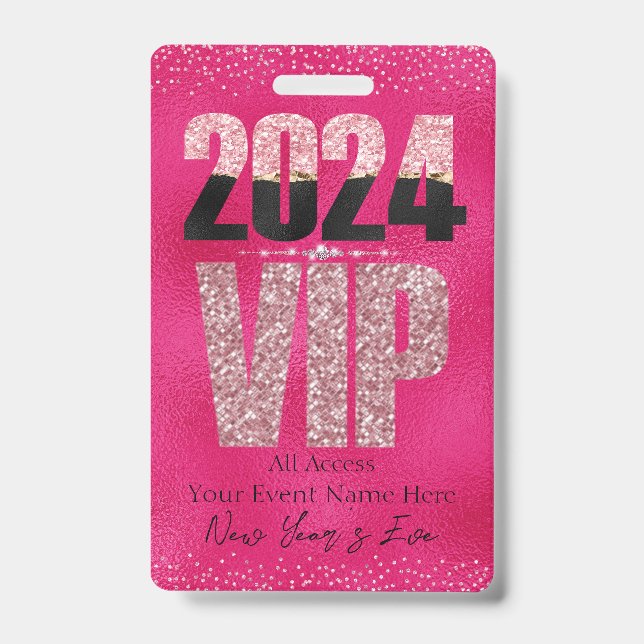 Crachá Passagem de Acesso Total Pink VIP Glamourosa com B (Frente)