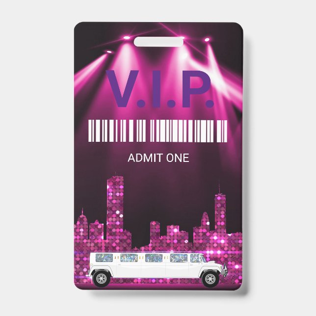 Crachá Passagem de Limo Festa Passagem, VIP, Convite, bri (Frente)