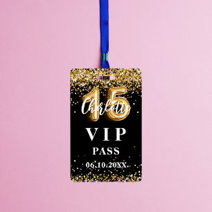 Crachá Passagem do partido VIP de ouro negro de Quinceane