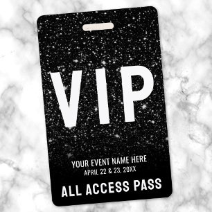 Crachá Passagem Tudo Incluído Evento Preto Branco VIP