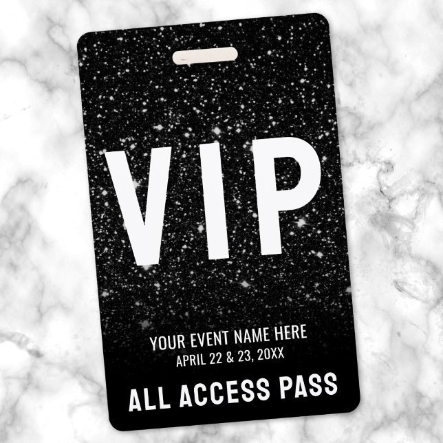 Crachá Passagem Tudo Incluído Evento VIP Preto Branco (All Access Pass Black White Event VIP Badge)