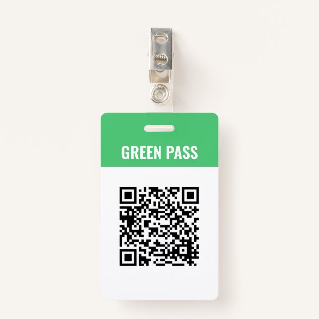 Crachá Passagem Verde do Código Qr Personalizado (Frente com Clipe)