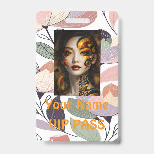 Crachá PASSAPORTE VIP clássico Botânico Elegante,