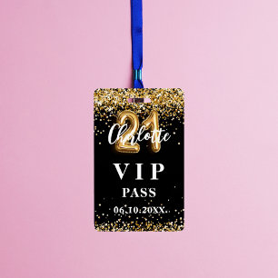 Crachá Passaporte VIP de festa black gold para aniversári