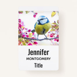 Crachá Pássaro Azul e Amarelo bonito em uma Fotografia de