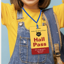 Crachá Passe da Escola Elementar Dourada Vermelha