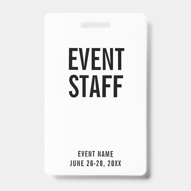 Crachá Passe de Acesso Branco para o Funcionarios de Even (Frente)