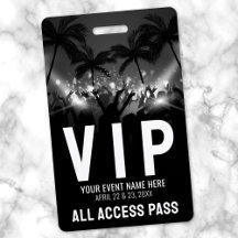 Passe de Acesso Total Preto Branco Evento VIP
