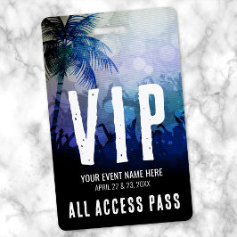 Crachá Passe de Acesso Total VIP Azul do Evento