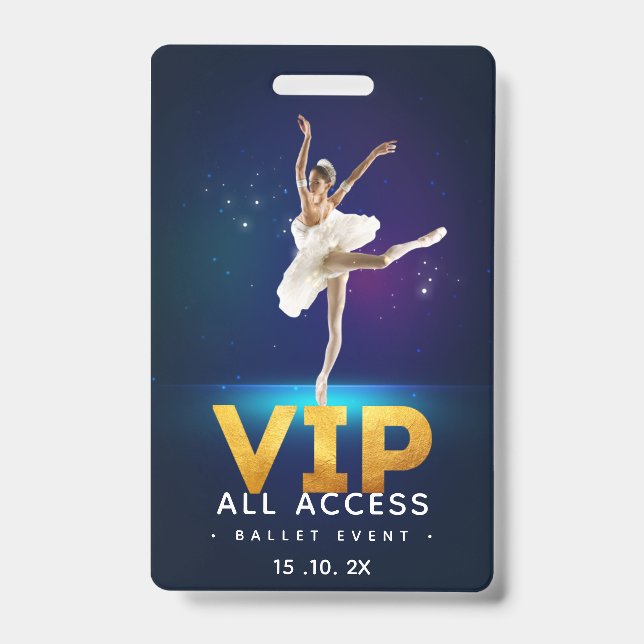 Crachá Passe de Acesso Total VIP do evento de Ballet (Frente)
