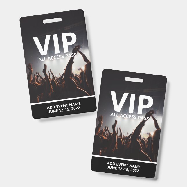 Crachá Passe de Acesso Total VIP Evento de Concerto Perso (Frente e verso)