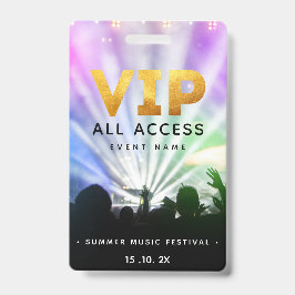 Crachá Passe de Acesso Total VIP Festival de Concertos