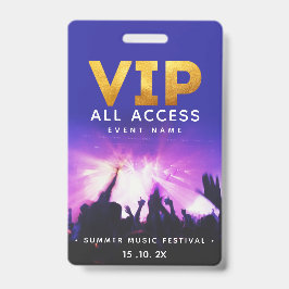 Crachá Passe de Acesso Total VIP Festival de Concertos