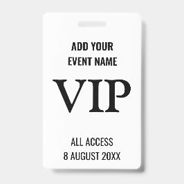 Crachá Passe de Acesso Total VIP Festival de Música Preto