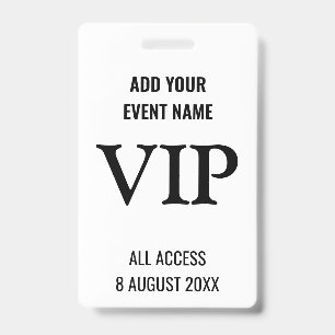Crachá Passe de Acesso Total VIP Festival de Música Preto