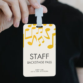 Crachá Passe de Bastidores de Evento de Música com Equipe