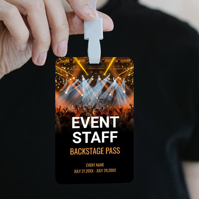 Crachá Passe de Bastidores de Evento Musical Equipe do Ev (Music Event Backstage Pass Event Staff Badge)