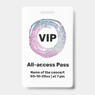 Crachá passe de concerto de passagem de acesso vip person