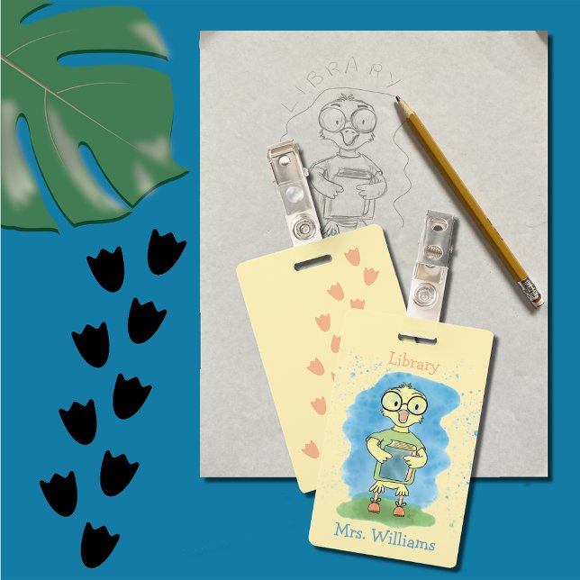 Crachá Passe de Corredor de Biblioteca Amarela com Pato F (Criador carregado)