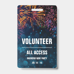 Crachá Passe de Evento de Acesso Total para Voluntários  