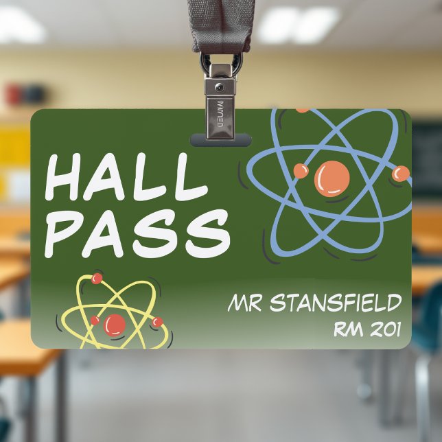Crachá Passe de Sala de Aula de Professores de Classe Cie (Science Class Teacher School Classroom Hall Pass Badge
)