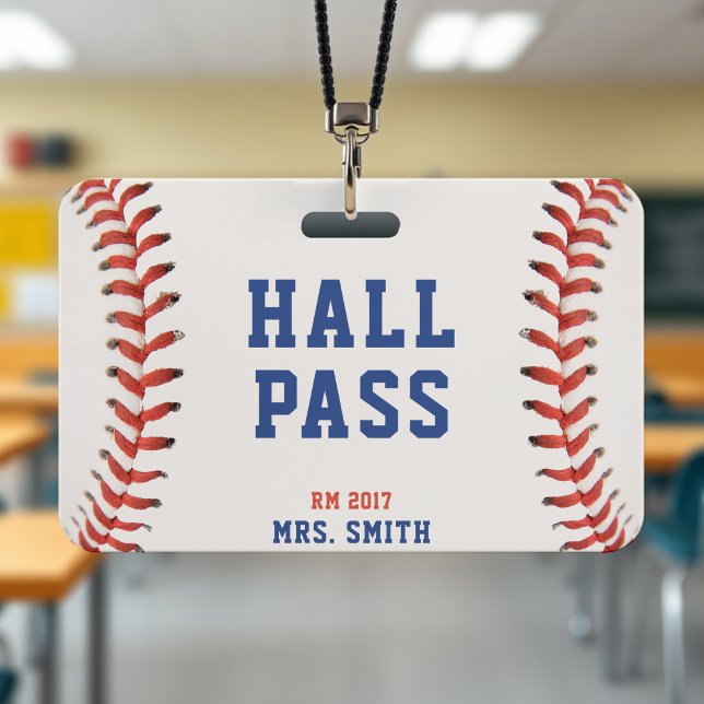 Crachá Passe de Salão Estudante da Escola de Softball em  (Baseball Softball School Teacher Student Hall Pass Badge
)
