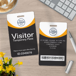 Crachá Passe de Visitante Corporativo Cinza Amarelo Códig